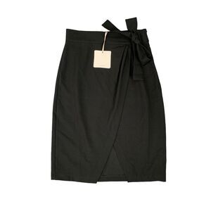 Two Way Skirt Women S Small Black High Waist Side Tie Stretch Faux Wrap Side Zip